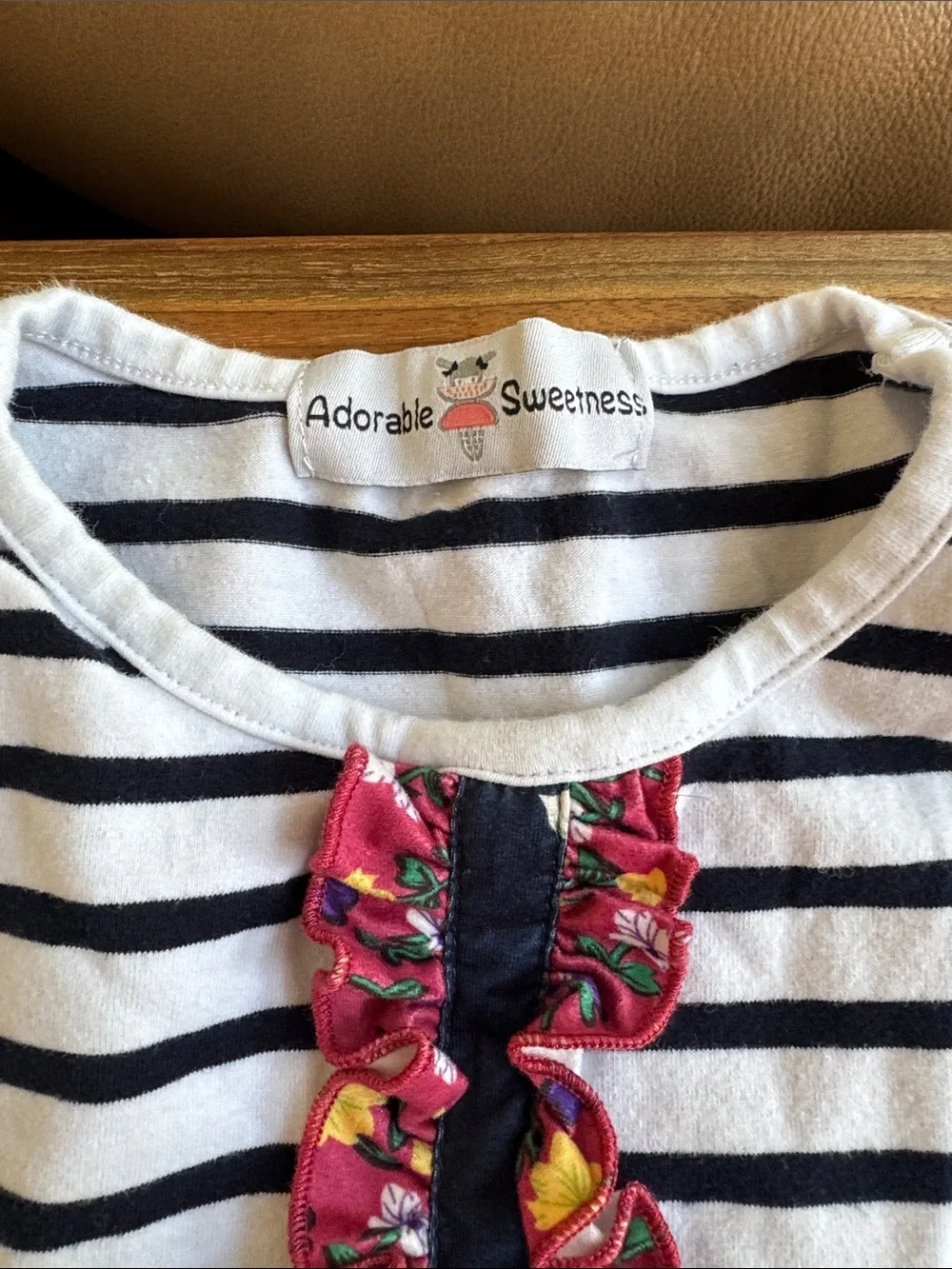 Girls Navy Stripe & Floral Tiered Matching Set with Yellow Accents
